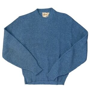 VTG 60's Barclay Blue Acrylic Knit Crewneck Sweater Mens Large Textured WPL 7527